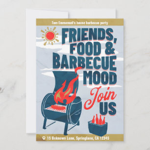 Carte d'invitation minimaliste moderne barbecue