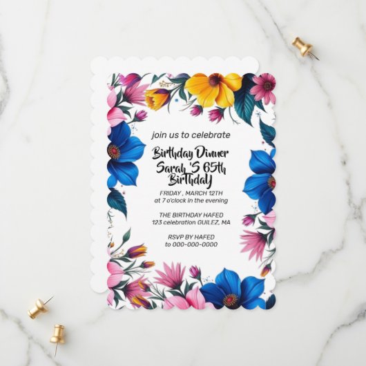 Carte d'invitation modèle pour 68e anniversaire mo (Devant/Arrière en situation)