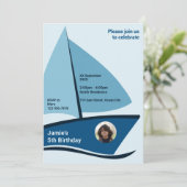 Carte d'invitation moderne 5e anniversaire Bateau (Debout devant)
