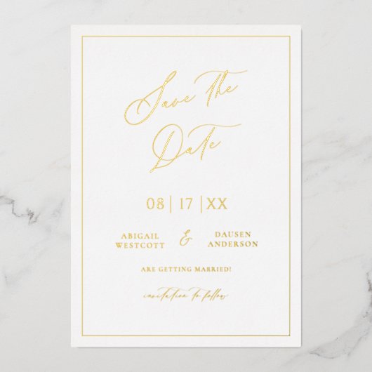 Carte d'invitation moderne avec feuille d'or pour  (Recto)