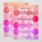 Carte d'invitation moderne d'anniversaire rose vif (Devant / Derrière)