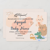 Carte d'invitation moderne Neutre Musulmane Aqiqah (Devant / Derrière)