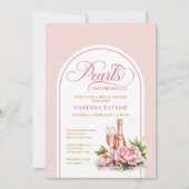 Carte d'invitation moderne perles et prosecco pour (Devant)