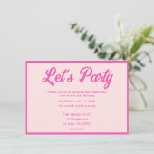 Carte d'invitation moderne pour Bat Mitzvah rose t (Debout devant)