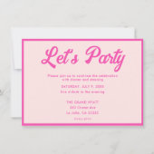 Carte d'invitation moderne pour Bat Mitzvah rose t (Devant)