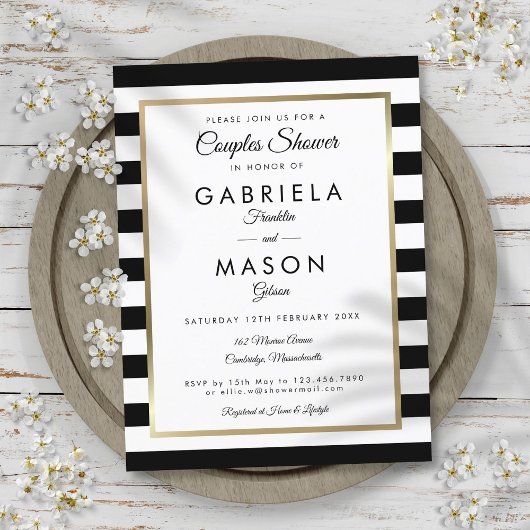 Carte d'invitation moderne pour la douche de coupl