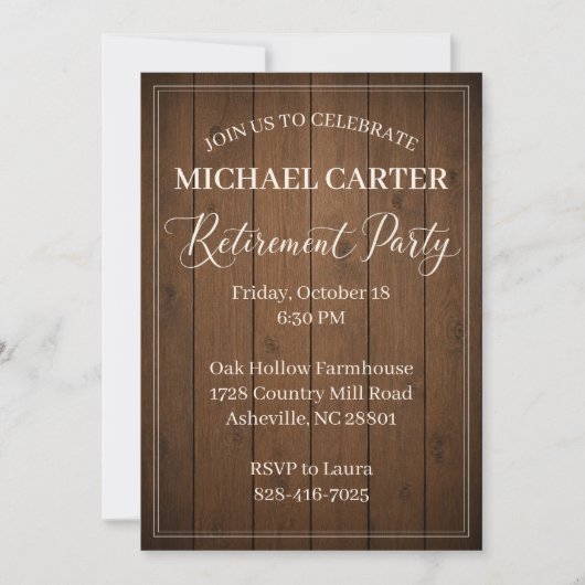 Carte d'invitation moderne rustique pour fête de r (Devant)