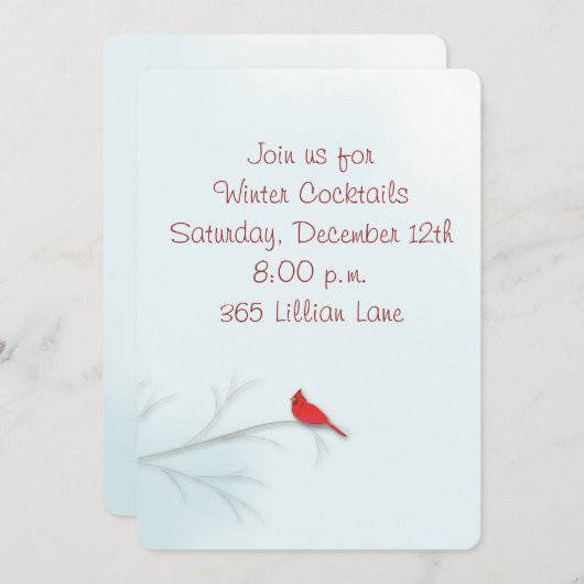 Carte d'invitation modifiable du Cardinal d'hiver (Devant / Derrière)