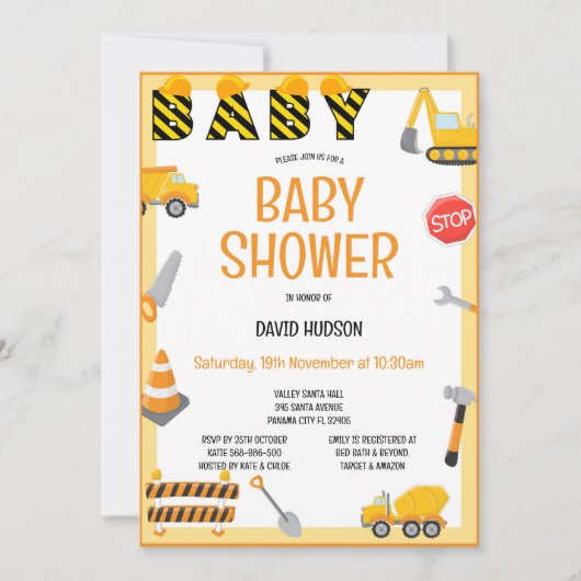 Carte d'invitation modifiable pour une constructio (Devant)