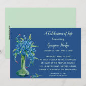 Carte d'invitation modifiable Vase de Myosotis (Devant / Derrière)