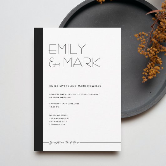 Carte d'invitation monochrome minimaliste moderne