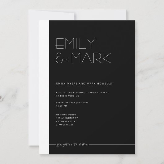 Carte d'invitation monochrome minimaliste moderne  (Devant)