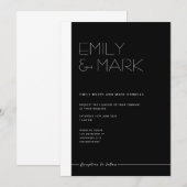 Carte d'invitation monochrome minimaliste moderne  (Devant / Derrière)