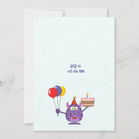 Carte d'invitation Monster Editable Anniversaire (Dos)