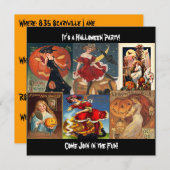 Carte d'invitation Montage Femmes Halloween vintag (Devant / Derrière)