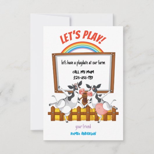 Carte d'invitation Moo-tastic Farm Playdate (Devant)