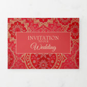 Carte d'invitation - Motif doré rouge oriental (Page de couverture)