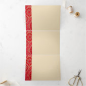 Carte d'invitation - Motif doré rouge oriental (Intérieur)