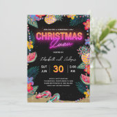 Carte d'invitation Neon Christmas Luau Party (Debout devant)