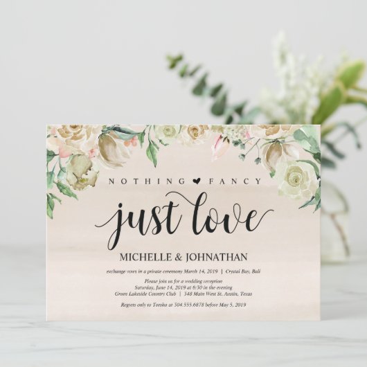 Carte d'invitation Neutral Spring Elopement (Debout devant)
