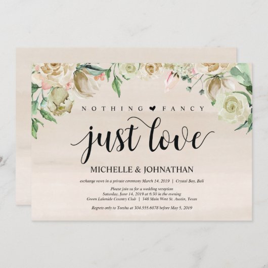 Carte d'invitation Neutral Spring Elopement (Devant / Derrière)