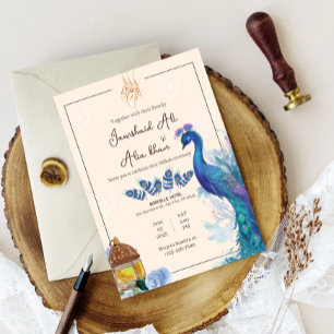 carte d'invitation Nikkah de paon musulman illustr