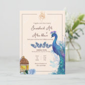 carte d'invitation Nikkah paon musulman illustré (Debout devant)