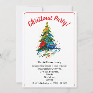 Carte d'invitation Noël Arbre de Noël Peinture à l