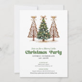 Carte d'invitation Noël arbre imprimé léopard tons (Devant)