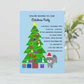 Carte d'invitation Noël de caniche gris #5-2 (Debout devant)