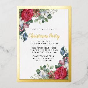 Carte d'invitation Noël en papier doré