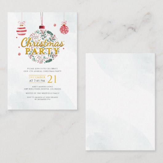 Carte d'invitation Noël Fête (Devant / Derrière)