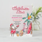 Carte d'invitation Noël Luau Tropical Père Noël (Debout devant)