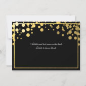 Carte d'invitation noire avec confettis en feuille (Dos)