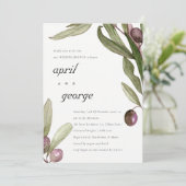 CARTE D'INVITATION OLIVE AQUARELLE FOLIAGE POST MA (Debout devant)
