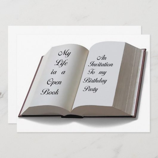Carte d'invitation Open Book (Devant / Derrière)