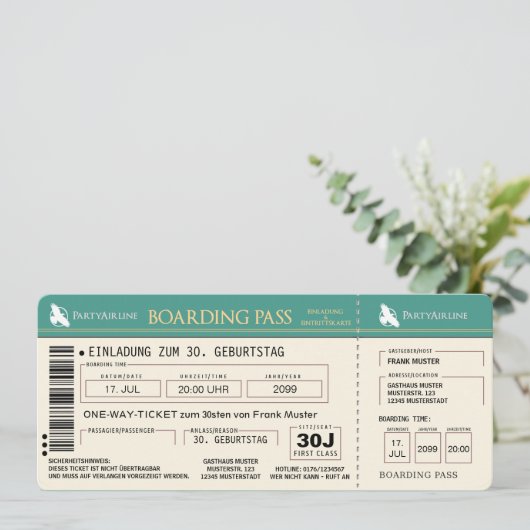 Carte d'invitation originale pour les 30 ans (Debout devant)