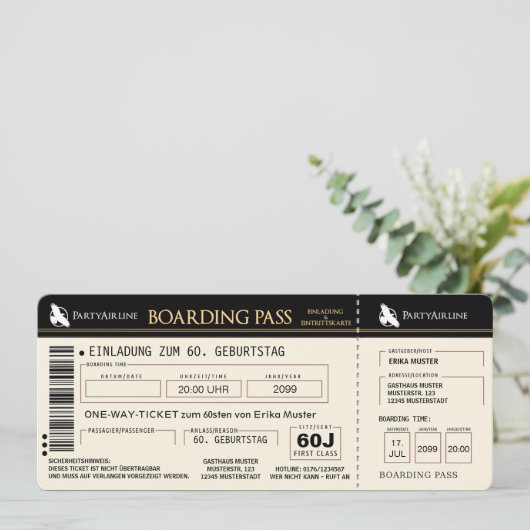 carte d'invitation originale pour les 60 ans (Debout devant)