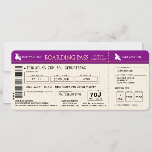 carte d'invitation originale pour les 70 ans (Devant)