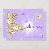 Carte d'invitation Papillon pêche pourpre (Devant / Derrière)