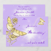 Carte d'invitation Papillon pêche pourpre (Devant / Derrière)