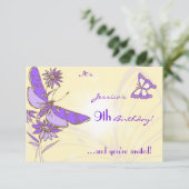 Carte d'invitation Papillon Violet Pêche (Debout devant)