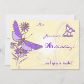 Carte d'invitation Papillon Violet Pêche (Devant)