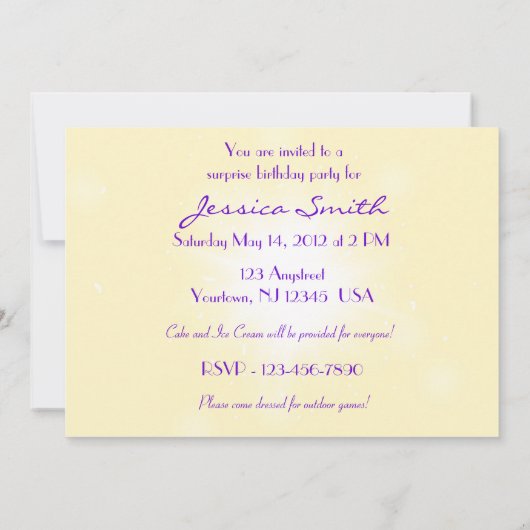 Carte d'invitation Papillon Violet Pêche (Dos)