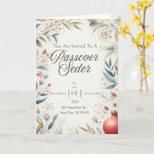 Carte d'invitation Pâque Fleurs verdure pastel (Fleur jaune)