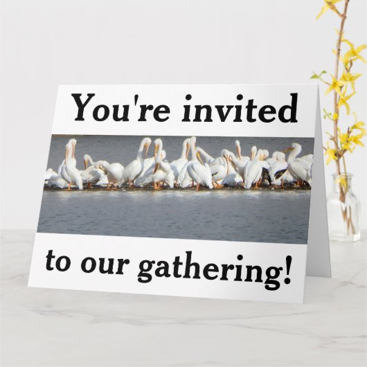 Carte d'invitation, Pélicans (Fleur jaune)