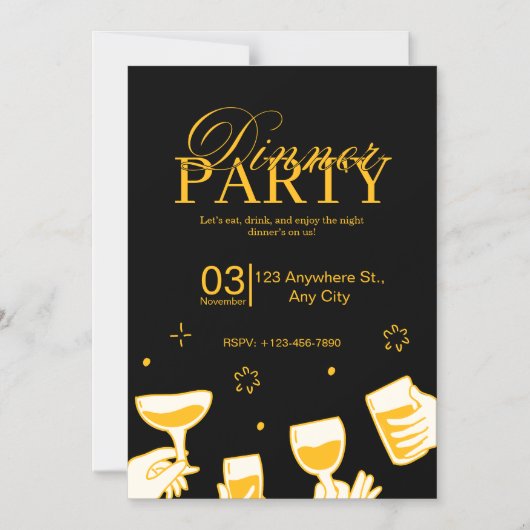 Carte d'invitation personnalisable pour dîner (Recto)