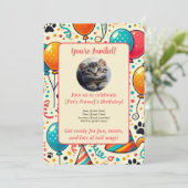 Carte d'invitation personnalisée pour animaux dome (Debout devant)