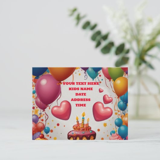 Carte d'invitation personnalisée pour anniversaire (Debout devant)