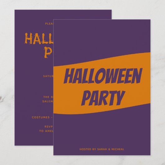 Carte d'invitation personnalisée pour Halloween (Devant / Derrière)